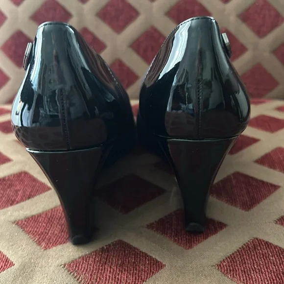 Anne Klein sport woman’s black wedge heel pumps textile upper Aktarence sz 7.5M🌹 - Picture 7 of 17